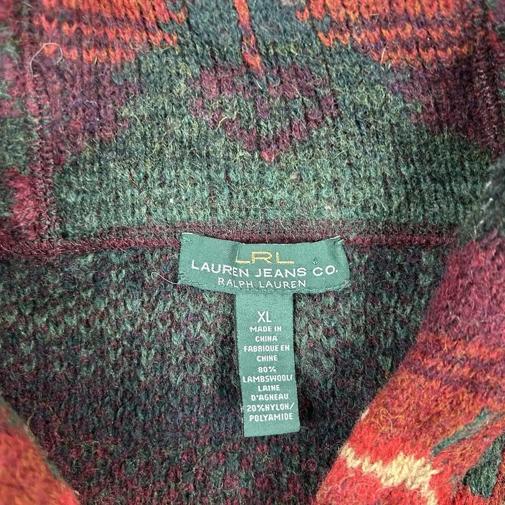 Lauren Ralph Lauren Women's XL Southwest Shawl Collar Cardigan Lambswool Blend